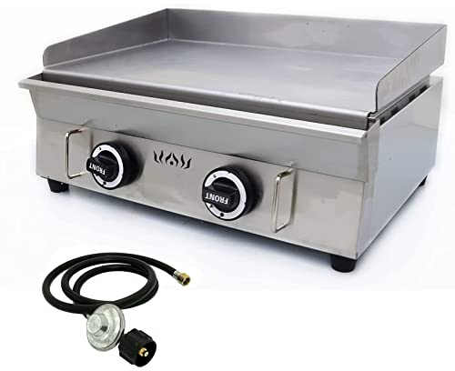 TECHTONGDA LPG Gas Grill Griddle, Stainless Steel Commercial Countertop Griddle Flat Top Grill, Restaurant Teppanyaki, BBQ Plate Grill with Adjustable Temperature Control, 21.26x13.39, 2800Pa