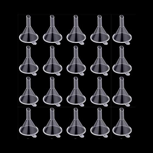 Jieddey Small Funnel,20 PCS Mini Funnel Clear Plastic Funnels Tiny Funnel for Bottle Filling Perfumes Essential Oils Lab Bottles Arts Crafts