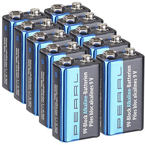 10 Piles alcalines 9V 6LR61 (PP3) Type Bloc [Pearl]