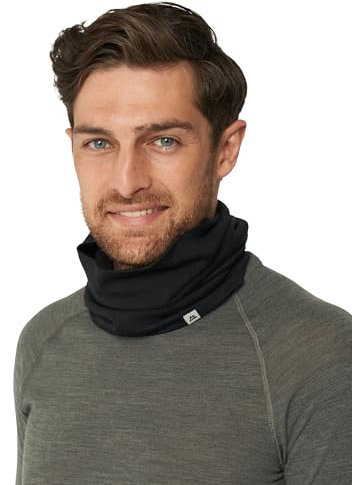 DANISH ENDURANCE Merino Multifunktionstuch, Winter Schlauchschal, Loop Schal, Stirnband oder Nackewärmer,Atmungsaktiv&Warm, Unisex, für Damen & Herren, Schwarz, Einheitsgröße
