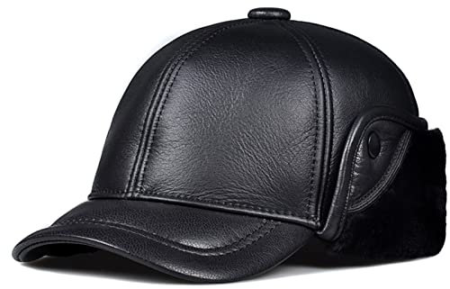 DongBao Unisex Wintermütze Fliegermütze Trappermütze Herren Leder Russenmütze mit Ohrenklappen
