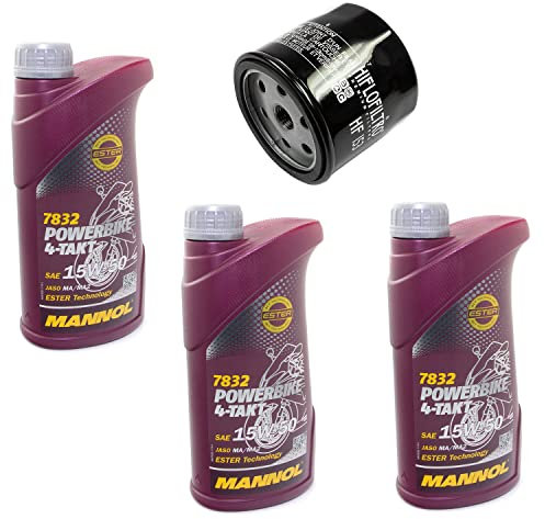 Motoröl Set 15W50 3 Liter + Ölfilter HF153 für Ducati