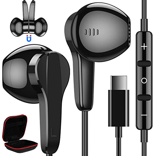 USB C Kopfhörer für Samsung Galaxy A36 A56 A57 A37 A26 A27 5G S25 S26 Ultra | Magnetische USB C Headset mit Mikrofon In Ear Kopfhörer mit Kabel Ohrhörer für iPhone 17 Pro Max 16 Pixel 10 9 Xiaomi POCO X8