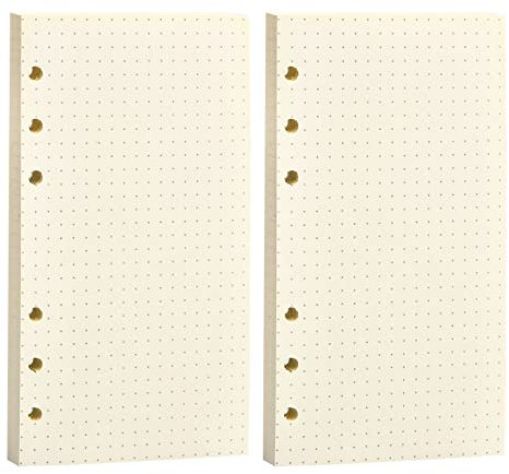 160 Blätter A6 Nachfüllpapier A6 Nachfüllbare Refill Paper für 6 Ring Binder A6 Papier Gepunktet 6 Löcher Nachfülleinlagen Notizpapier für A6 Binder Notizbuch, Tagbuch, Malerei, 2 Packungen (C)