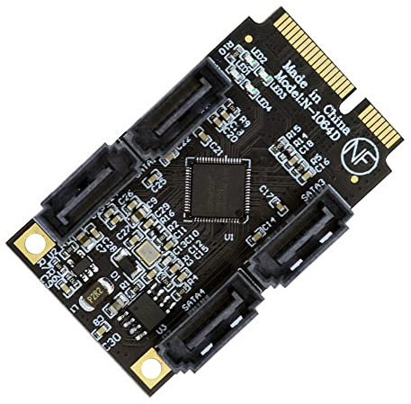 xiwai Carte d'extension Mini PCI Express PCI-E vers SATA 3.0, adaptateur convertisseur 4 ports 6 Gbps disque dur pour SSD