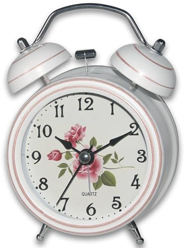 A5 Doppelglocken-Wecker ohne Ticken, leise, Retro, viktorianischer Stil, Metallkonstruktion, Ø 8 cm, analog, extra laut, mit Nachtlicht, für Schlafzimmer, Büro, Reisen, ältere Menschen, Kinder,