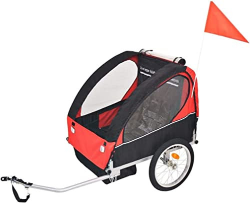 Remolques para bicicletas Remolque De Bicicleta Plegable For Niños, Sistema De Arnés De Seguridad De 5 Puntos, Recreación Al Aire Libre, Accesorios For Bicicletas, Remolques De Bicicletas, Rojo Y Negr