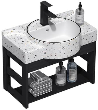 Lavandino da bagno moderno montato ad angolo, con mobiletto del bagno Vanità di stoccaggio Lavandino piccolo lavabo Lavabo, Combinazione di lavandini per mobiletto da bagno per piccoli spazi ( Color :