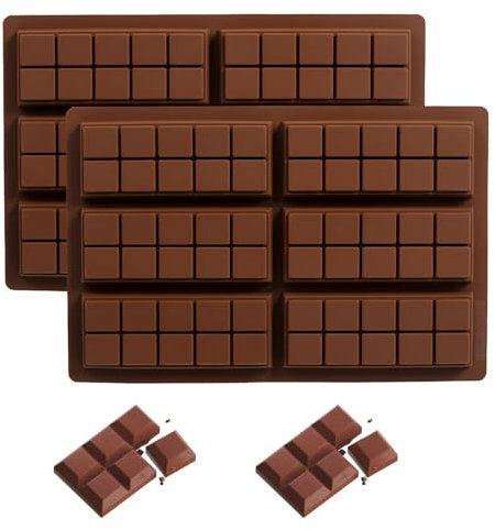 Molde de Silicona para 6 Pizarras de Chocolate - Sin BPA, Antiadherente, Resistente al Calor,Postres, Chocolates, Cera Aromática,Marrón (2 pcs)