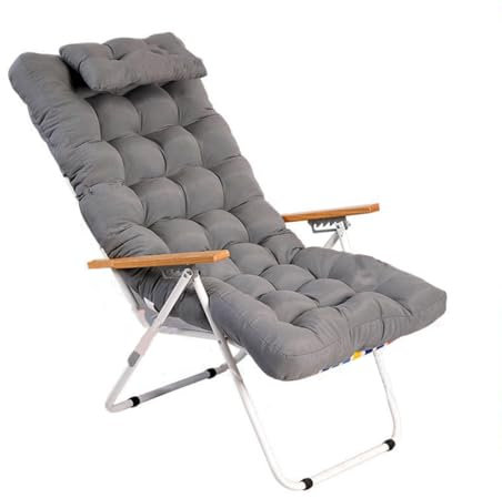 VIGIVISION Cojín Tumbona Reclinable con Almohada Reposacabeza, Cojines para Silla de Jardin, Cojines de tumbonas (Gris, 120X55CM)