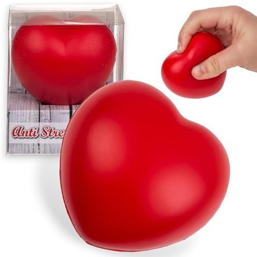 MIJOMA Antistress Ball Heart Lovers – avslappnande hjärtformad stressleksak för daglig användning och känslomässiga ögonblick, mjuk ca 6 cm, kärlekstest och tålamod för par