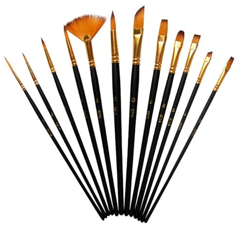 Biglumin Pinselset Acrylfarben, Pinsel Set-12 Stück, Acryl Pinsel, Aquarellpinsel, Künstlerpinsel Acryl Feine Pinsel Borstenpinsel Ausschreibung Haarpinsel Set Für Anfänger Künstler Erwachsene Kinder