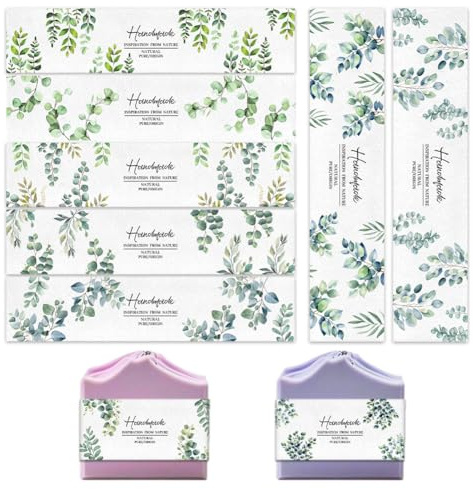 PH PandaHall Envoltorios de hojas de acuarela, 9 estilos de paquete de jabón para rama de plantas con etiquetas para barras de loción caseras y embalaje de regalo de baño