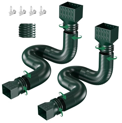 2 Pack Rain Gutter Downspout Extensions, Upgraded Flexible Drain Downspout Extender, Rainwater Drainage Diverter with Mini Connector, Extendable from 20 to 127 Inches