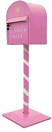 Mailbox Metal Iron Drop Box with Lock Post Box Column Floor Standing Parcel Box Home Outdoor Large Capacity Mail Boxes (Pink)