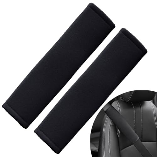 Almohadillas para cinturón, 2 almohadillas para cinturón, protectores cinturón para protección hombros para coche de niños, hombreras para cinturón de seguridad de coche, para viajar, negro