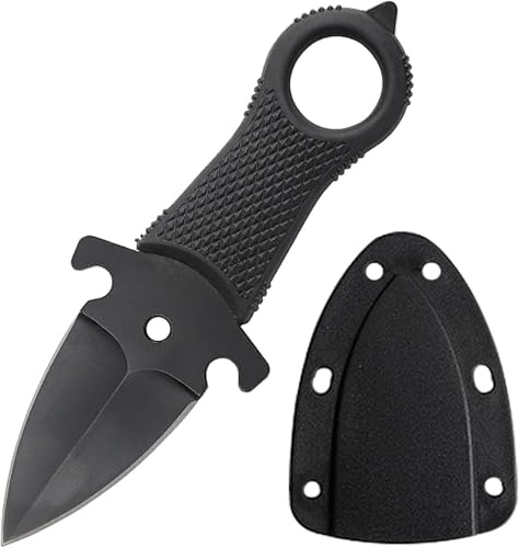 iMQUVTY Neck Knife Messer,Mini Outdoor Survival Messer mit Kydexscheide und Kugelkette, Full Tang Kleine Feststehendes Klinge Bushcraft Jagd Scharf Halsmesser für Camping