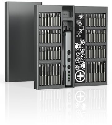 BOOTEEK Set di Cacciavite Elettrico, 68 in 1 Mini Cacciavite a Batteria, Giravite Elettrico di Precisione con luci LED, 64 Punte Magnetiche, 5 Coppie di Serraggio per Elettronica, Occhiali, Bicicletta