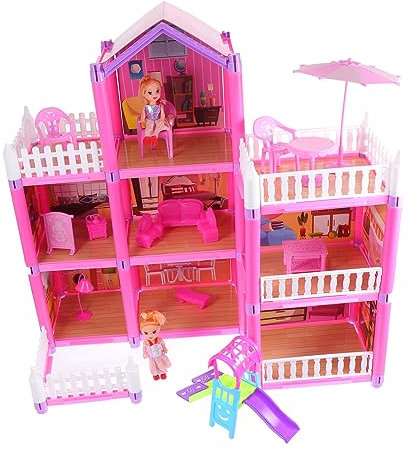 Vaguelly 1 Satz Schloss selber Bauen interaktives spielhaus Pädagogisches Playhouse for großes Villa-Schlossspielzeug DIY-Burgspielzeug Plastik Rosa
