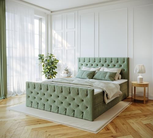 Imebel Boxspringbett 180x200 mit Bettkasten - Bett mit Matratze und 2 Bettkästen - Schlafzimmerbett mit Topper - Bequemes und Elegantes Doppelbett für das Schlafzimmer