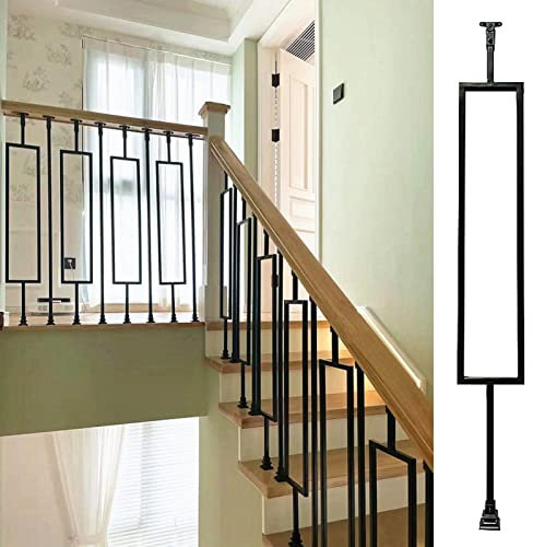 Balustrade réglable en fer noir – Axe d'escalier de 95 cm avec chaussure et connecteur découpable pour balustrade de terrasse intérieure – Solution de sécurité durable et élégante