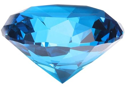 QUARKZMAN Klarer Kristall Diamant Briefbeschwerer 60mm2.4 Blau | Künstlicher Diamant, Funkelnder Kristall Schmuck Edelsteine, Briefbeschwerer Dekoration, Für Geburtstag Partys Zuhause