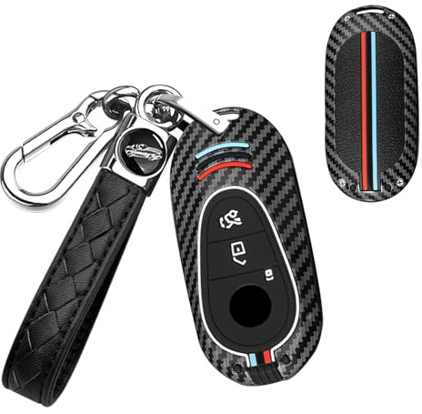 TECART Autoschlüssel Hülle Passt für Mercedes Benz S-klasse W223 S300 S350 S400 S450 S500 S350l S400l S450l Metall Schlüsselhülle Silikon 3 Tasten Schlüsselgehäuse Schlüsselcover -Weberei A