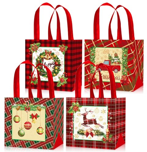 LaVenty Christmas Gingerbread House Gift Boxes Treat Boxes Goodies Gift Bags for Xmas Holiday Party Favor Supplies