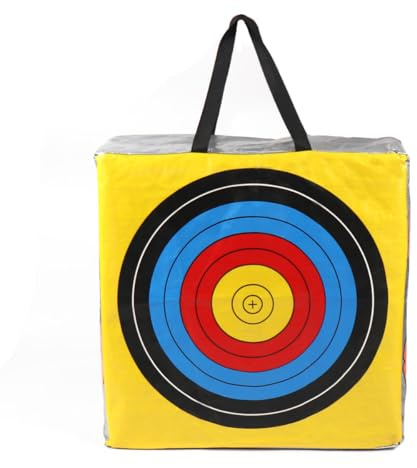 VALYPANOR Cubo ad arco 4 lati – Disco ad arco ad alta densità per punti di campo da 48 cm (18,9 pollici), obiettivo di allenamento per archi ricurvi, arco composto e arco lungo con maniglia per il