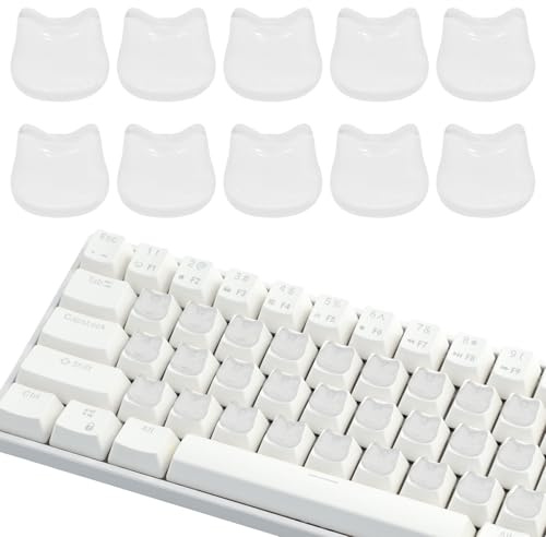 80 Stück Katzen-Glas-Tastaturkappen für Lange Nägel, transparente, niedliche, erhabene Tastaturkappen und Aufkleber zum Tippen mit Langen Nägeln, universell passend für die meisten Laptops, PC-Tastat