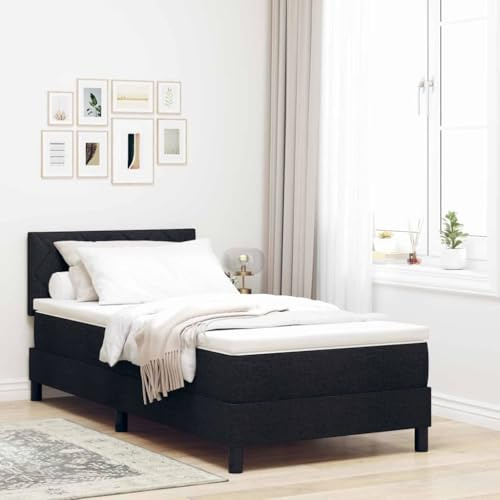 INLIFE Lit boxspring avec Matelas avec Matelas Noir 90 x 200 cm tissu-3338736