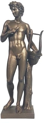 DadArt Apollo mit Lyre Bronze-Finish Alabaster Statue Klassische Museum Replik Skulptur