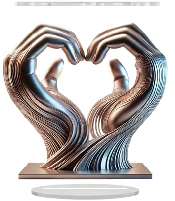 Generico Scultura di mani - Scultura di mani a cuore, ornamento da tavolo in acrilico a forma di cuore | Decorazione estetica creativa per soggiorno, camera da, libreria e tavolino