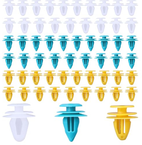 EIDUOVA 60 Pezzi Clips Plastica per Auto, Fermagli per Fissaggio Automatico, 3 Dimensioni, per Bagagliaio, Porta Interna, Pannello, Adatti Alla Maggior Parte dei Veicoli