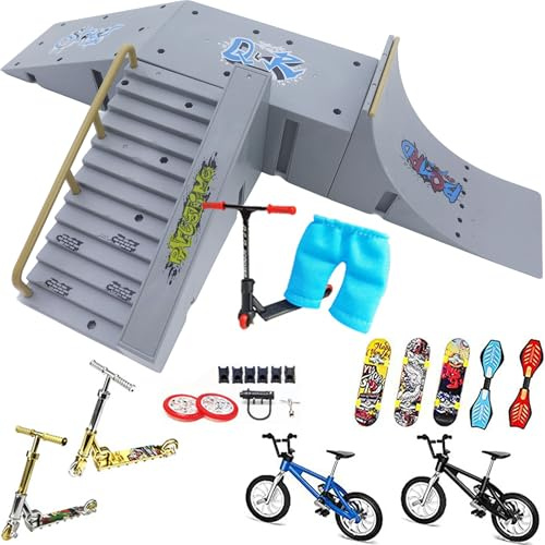Gxdamxz Mini Finger Skateboard & Rampe Zubehör Set, Fingerskateboards Park 13 In 1, Fingersportarten Spielzeug Sporttrainings Geschenk