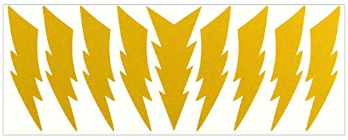 LiteMark Reflective Lightning Bolt Sticker, Bike, Helmet, Yellow, 4 Inch - Pack of 9 Pcs