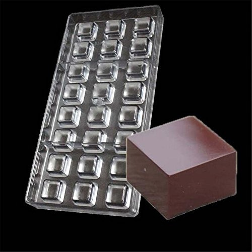 Vak 24 cavità piazza stampo per cioccolatini in policarbonato rigido Candy vassoio Jelly Mold iniezione del cioccolato cottura stampi Bakeware pan – 27.5 x 13.5 x 2.4 cm