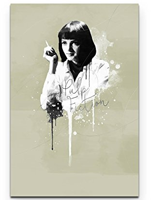 Paul Sinus Art Pulp Fiction Mia Wallace 90x60cm Splash Art Wandbild auf Leinwand naturfarbend
