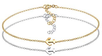 Elli Armband Damen Set Anker Paar Freundschaft Bi-Color in 925 Sterling Silber