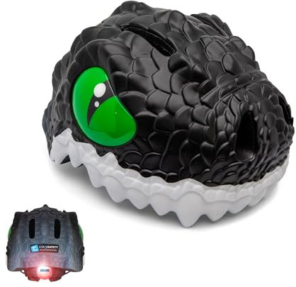 Crazy Safety Kinder Fahrradhelm | Fahrradhelm Kinder 2-7 Jahren für Fahrrad, Skateboard, Radsport, Laufrad, Tretroller, Inlineskates | Leichter und Verstellbarer 3D Tierhelm 49-55 cm (Drache Schwarz)