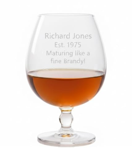 County Engraving Personalised Large 18oz Copa Brandy Glass - Maturing Like a fine Brandy Ideal Birthday Gift for Husband, dad, Grandad- Enter Your Own Name and Year