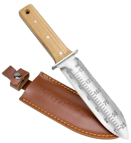 Berry Bird Hori-Hori Gartenmesser Boden Schaufel Barebones 6 Zoll zacked Klinge Pruner zu entfernen Unkraut Wurzeln Gartenarbeit Digging Tool (einschließlich Sharpening Tool)