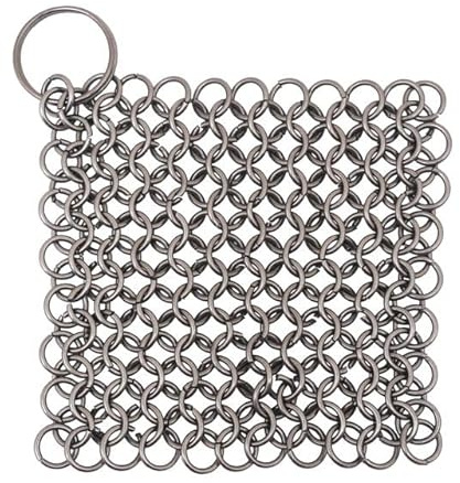 Mythrojan Cast Iron Chainmail Scrubber Cast Iron Cleaner Stainless Steel Scrubber for Cleaning Cast Iron Skillet Wok Cooking Pot Griddle Cast Iron Cauldron 3.9 x 3.9