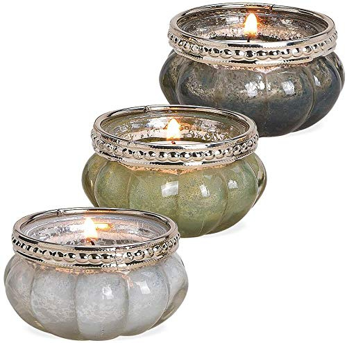 matches21 Windlichter Teelichtgläser Kerzengläser Orientalisch Marokko Glas & Metall 3er Set weiß grün grau je Ø 6x3 cm