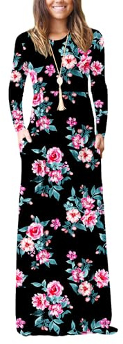 PCEAIIH Women's Casual Sleeveless/Long Sleeve Maxi Dress Loose Long Dresses with Pockets