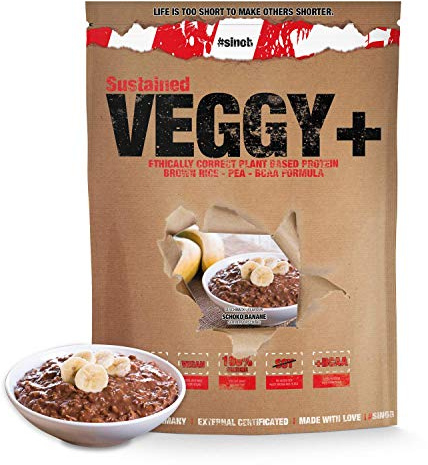 Veggy+ Veganes Proteinpulver (Banane Schoko) aus Reis- und Erbsenprotein Pulver mit vegan BCAAs 1 x 900 g Protein Pulver vegan Shake für Veganer Mehrkomponenten Protein Pulver 70 prozent Eiweiss | Veganes Proteinpulver, Reisprotein und Erbsenprotein, Fermentierte BCAAs, Ohne Soja, Laktose, Nüsse, Ohne Zusätze