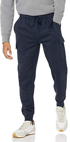 Amazon Essentials Herr Cargo Fleece Jogger Sweatpants, Marinblå, Large
