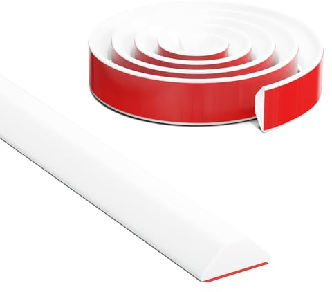 Mxziogr Seuil de douche en silicone, barrières de douche, bandes étanches, autocollantes, pour séparer l'eau et la maintenir à l'intérieur du seuil. (blanc, 255CM)