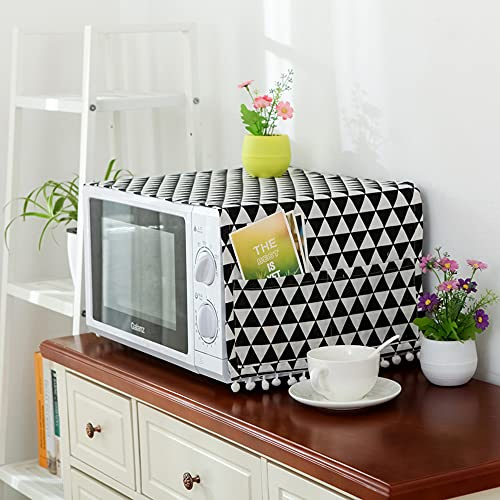 Microwave Dust Proof Cover,Microwave Oven Accessory Protective Cover Microwave Oven Cover Dust-Proof Covers Hood Home Decor Microwave Anti-Oil Towel，Black Triangle