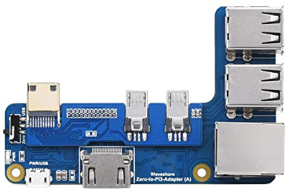 Waveshare Pi Zero auf Raspberry Pi 3B/B+ Adapter, Onboard 4-CH USB Port,100m Ethernet Port und HDMI Port, Alternative für Raspberry Pi 3 Model B/B+, Unterstützt Pi Zero und Pi Zero 2W
